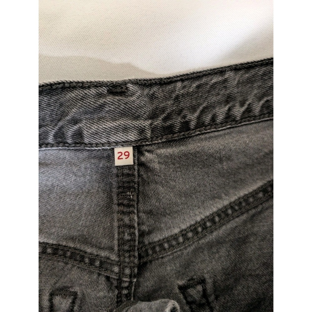 Levis Black Denim Side Slit Midi Skirt Sz 29 90s Inspired Y2K Western Faded - Picture 4 of 9